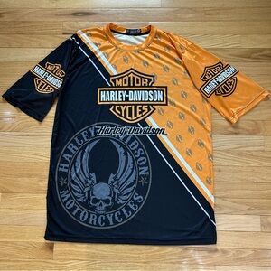 Harley-Davidson Graphic Jersey Shirt 2XL Black Orange Eagle Motorcycle Tee